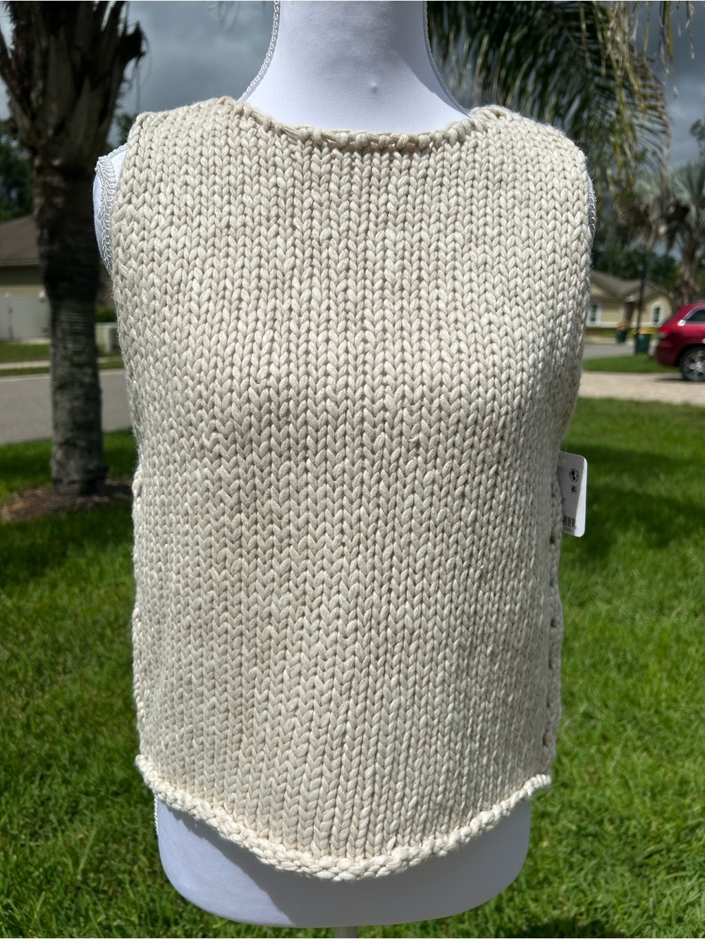NWT🌷Free People Opal Rolled Round Neck Sleeveless Sweater Knit Tank Top